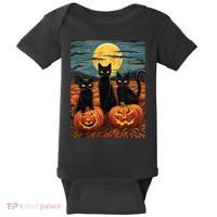 Black Cat Starry Night Van Gogh Funny Halloween Baby Bodysuit thumb 0