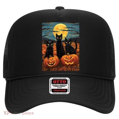 Black Cat Starry Night Van Gogh Funny Halloween Hat