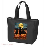 Black Cat Starry Night Van Gogh Funny Halloween Tote Bag thumb 3