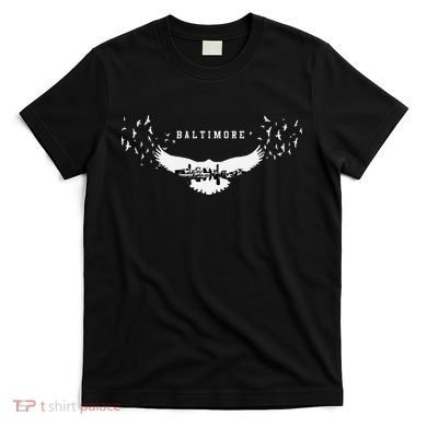 Baltimore City Skyline Inside Raven Silhouette T-Shirt