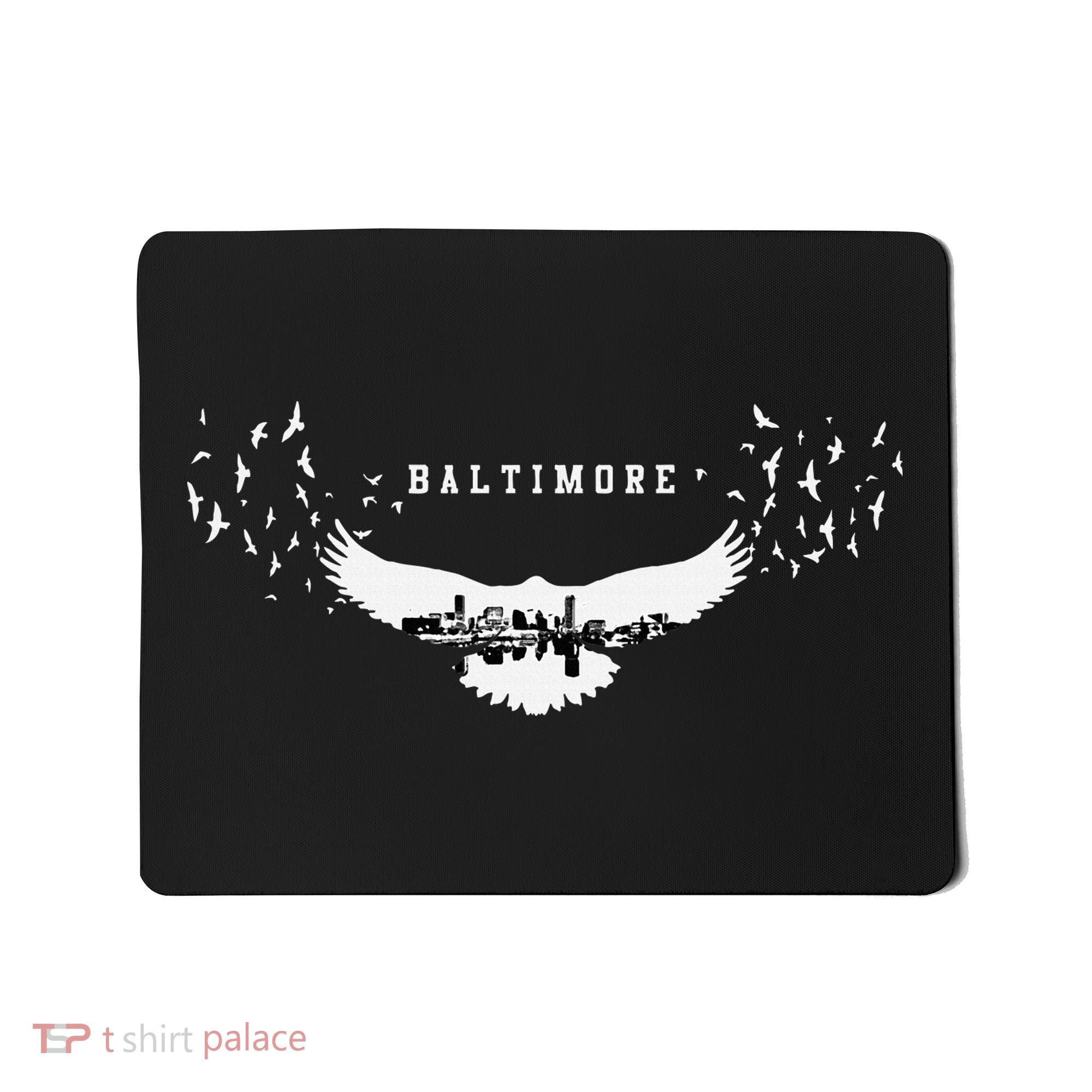 Baltimore City Skyline Inside Raven Silhouette Mousepad