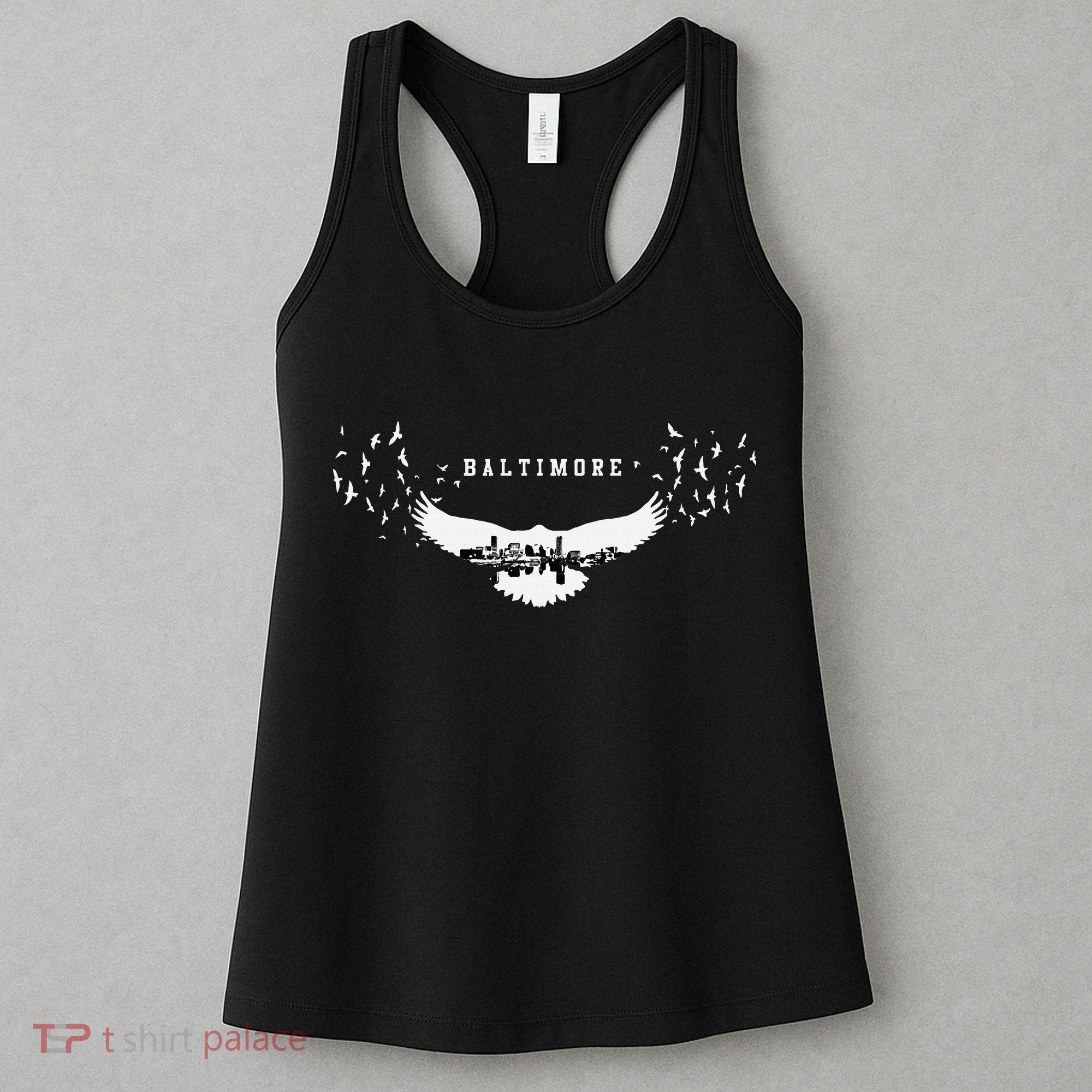 Baltimore City Skyline Inside Raven Silhouette Women's Tank Top