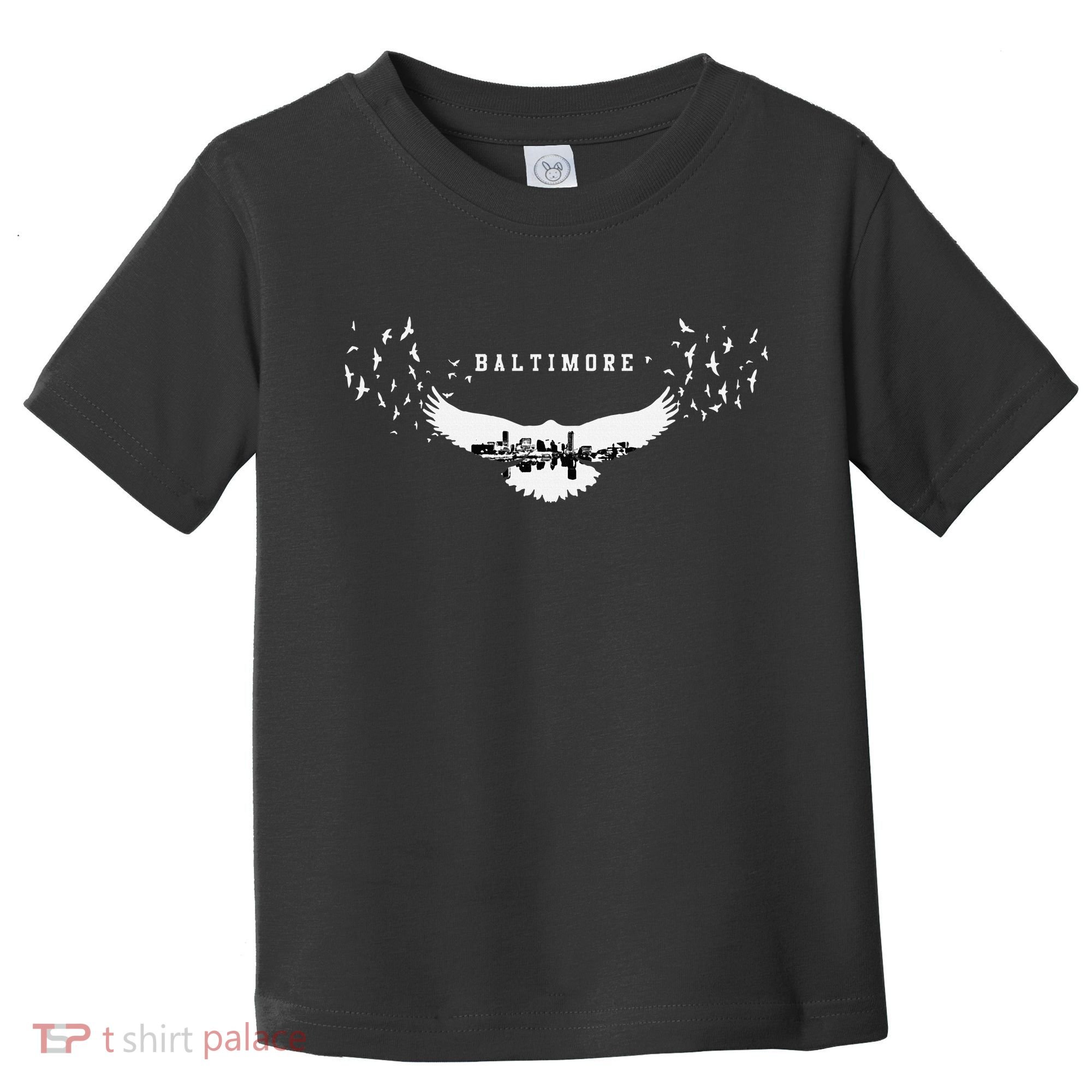 Baltimore City Skyline Inside Raven Silhouette Toddler T-Shirt