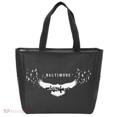 Baltimore City Skyline Inside Raven Silhouette Tote Bag