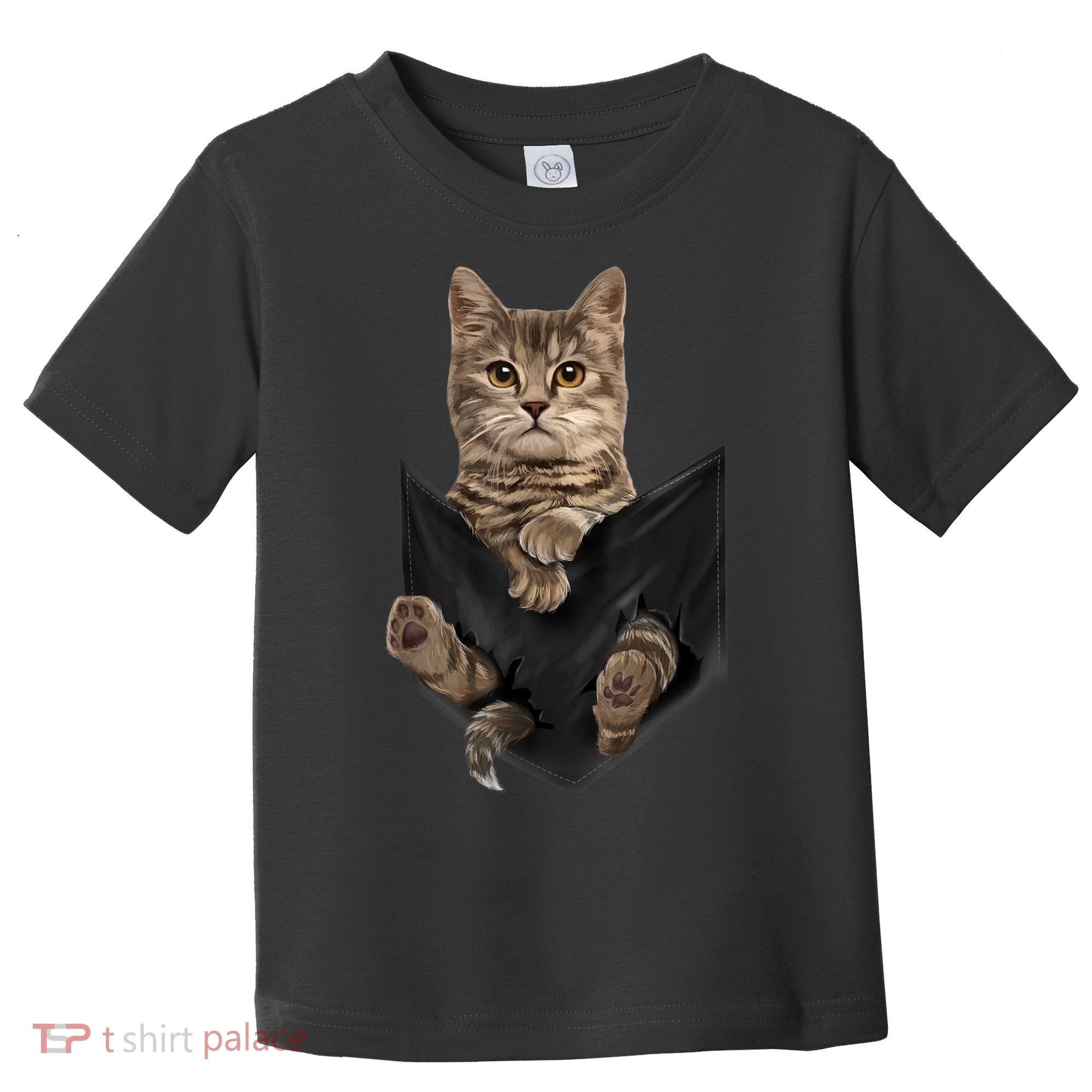 Brown Cat Sits In Pocket TShirt Cats Tee Shirt Gifts Toddler T-Shirt