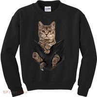 Brown Cat Sits In Pocket TShirt Cats Tee Shirt Gifts Kids Sweatshirt thumb 0