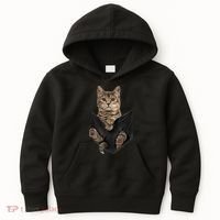 Brown Cat Sits In Pocket TShirt Cats Tee Shirt Gifts Kids Hoodie thumb 0
