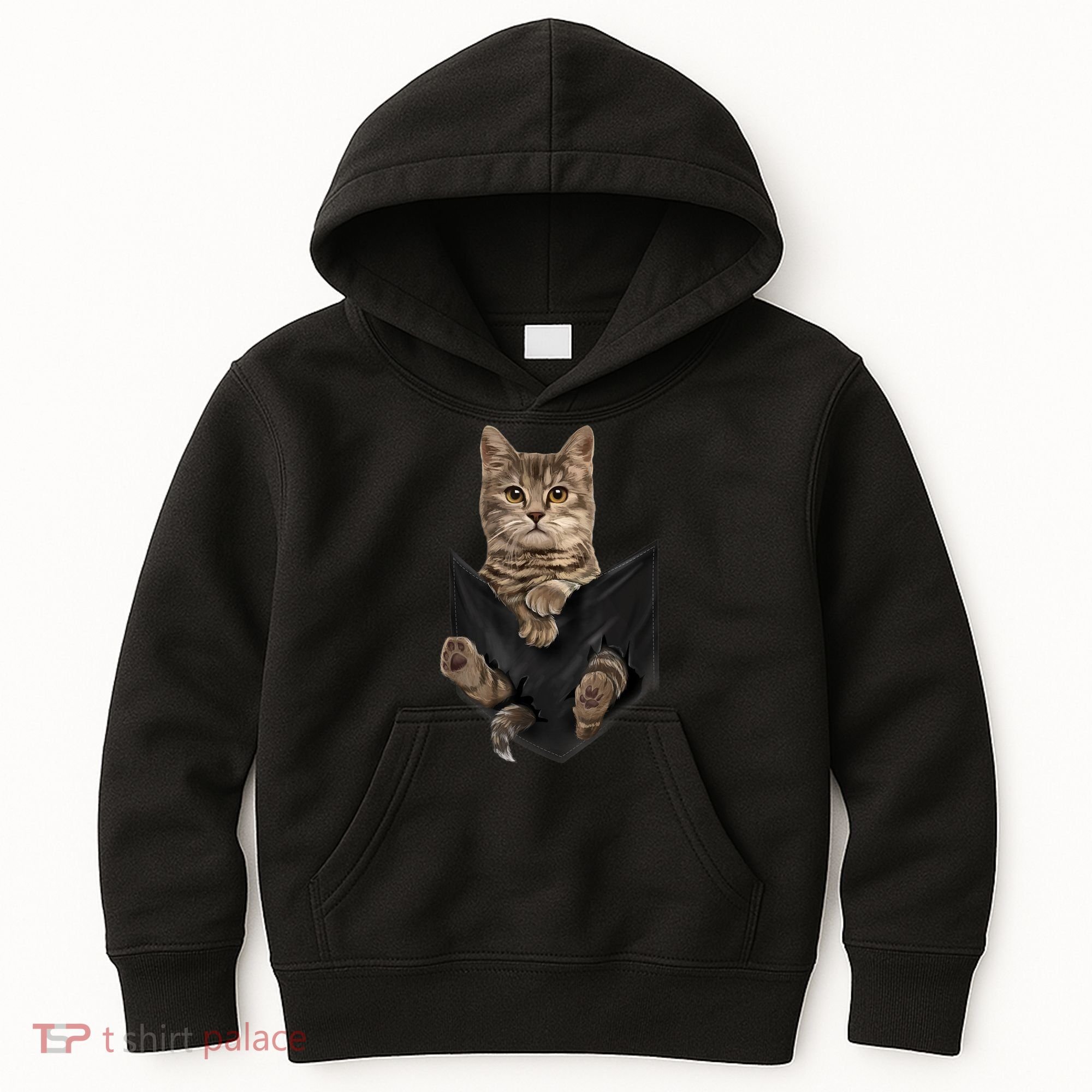Brown Cat Sits In Pocket TShirt Cats Tee Shirt Gifts Kids Hoodie