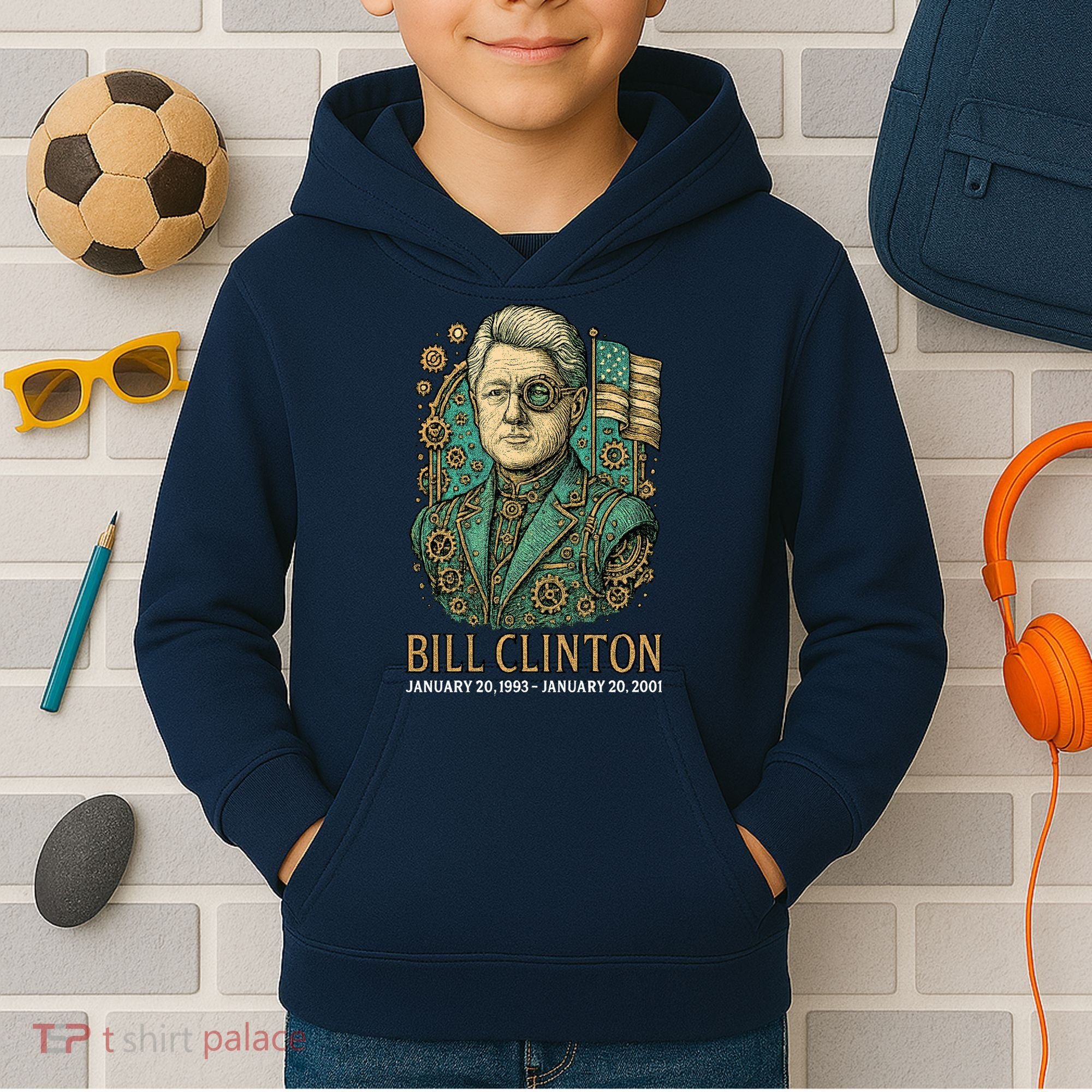 Bill Clinton Steam Punk Retro President Kids Hoodie