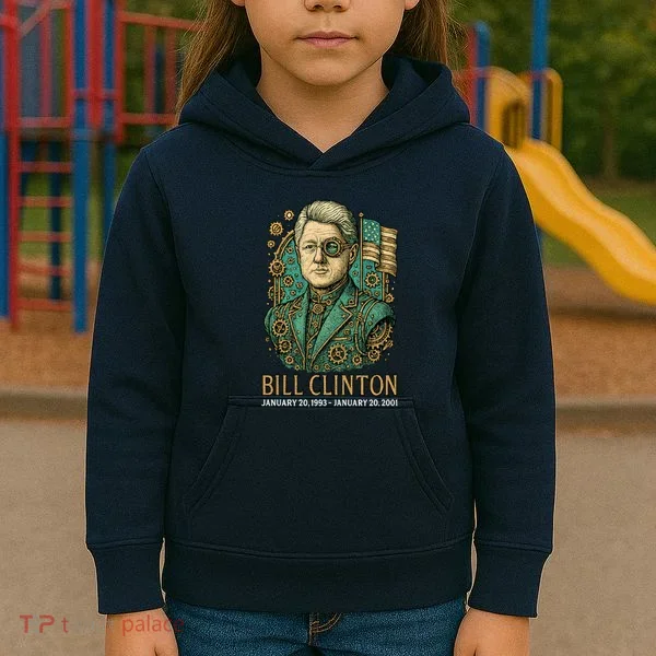 Bill Clinton Steam Punk Retro President Kids Hoodie