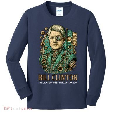 Bill Clinton Steam Punk Retro President Kids Long Sleeve Shirt