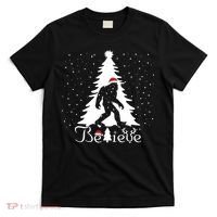 Believe Christmas Santa Bigfoot Hat Xmas Pj Costume T-Shirt thumb 0