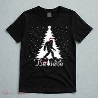 Believe Christmas Santa Bigfoot Hat Xmas Pj Costume T-Shirt thumb 5