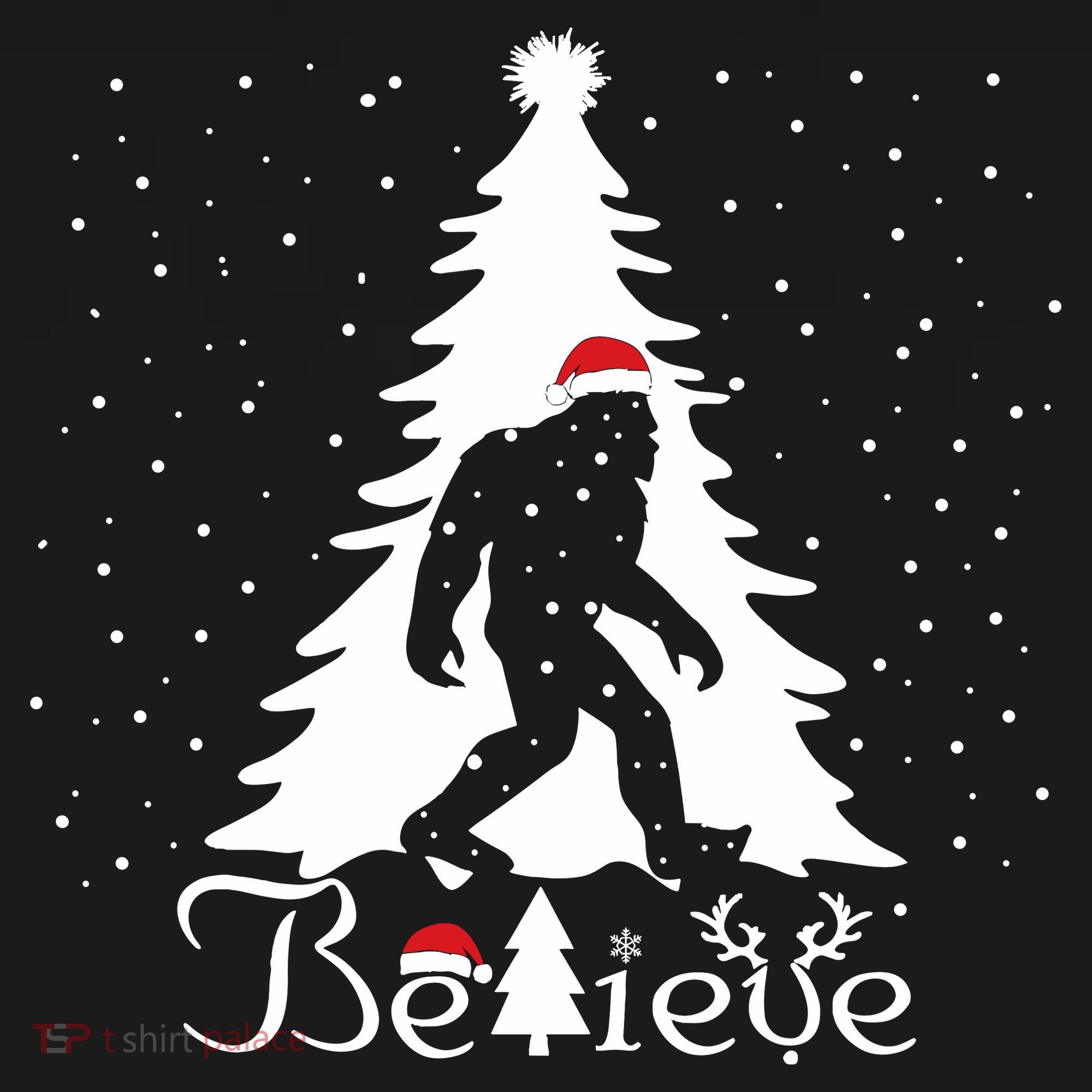 Believe Christmas Santa Bigfoot Hat Xmas Pj Costume Women's Hoodie