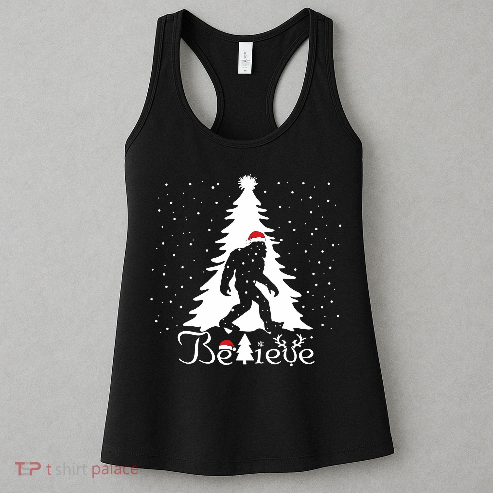 Believe Christmas Santa Bigfoot Hat Xmas Pj Costume Women's Tank Top