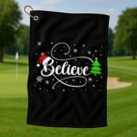 Believe Christmas Santa Holiday Golf Towel thumb 1