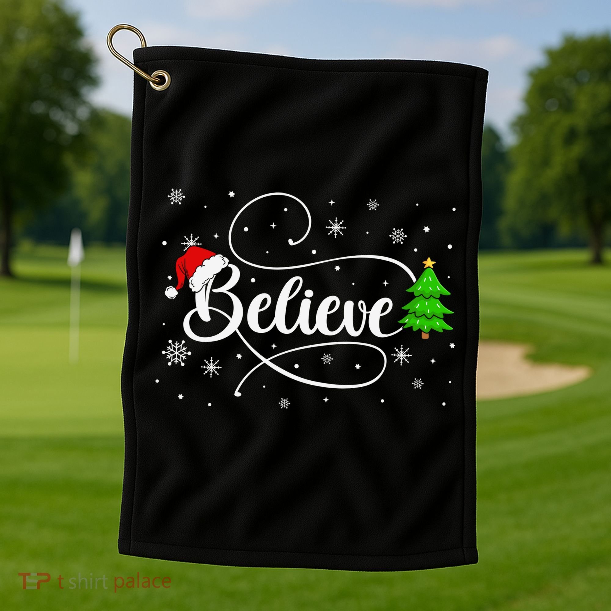 Believe Christmas Santa Holiday Golf Towel