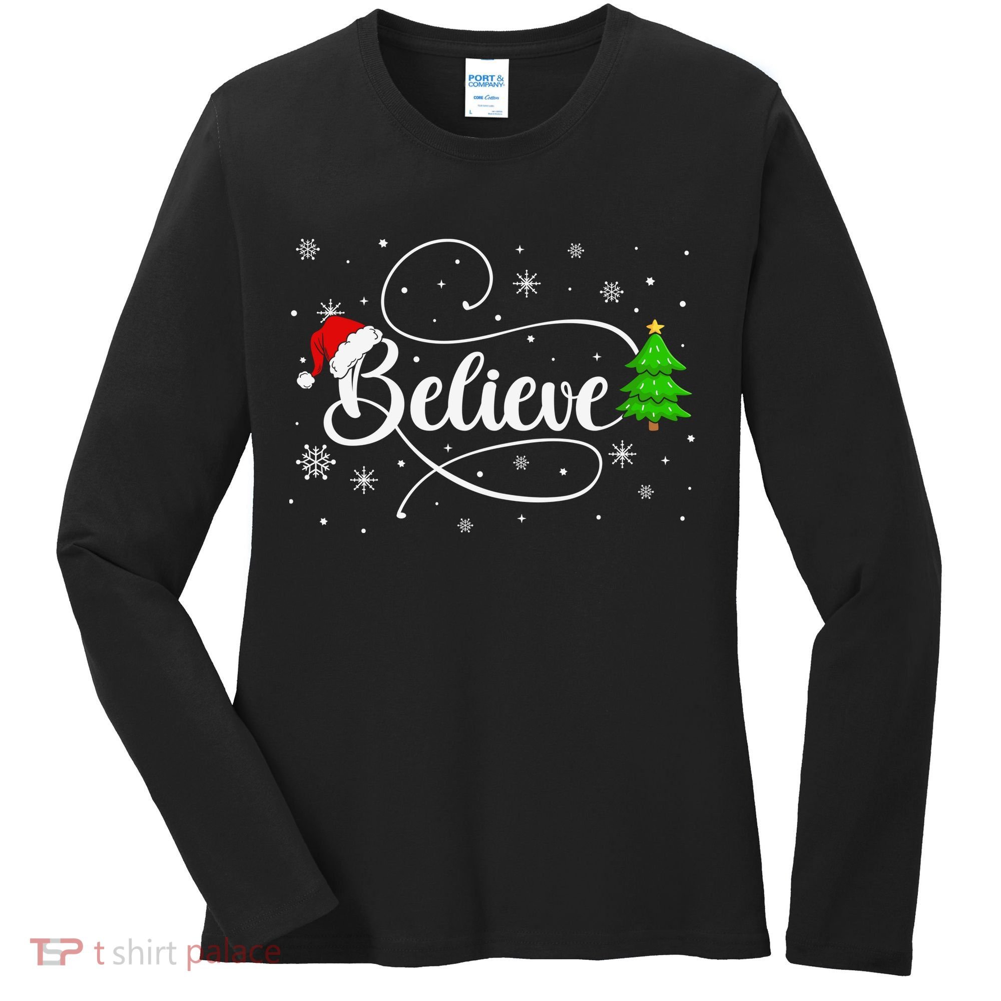 Believe Christmas Santa Holiday Women's Long Sleeve Shirt