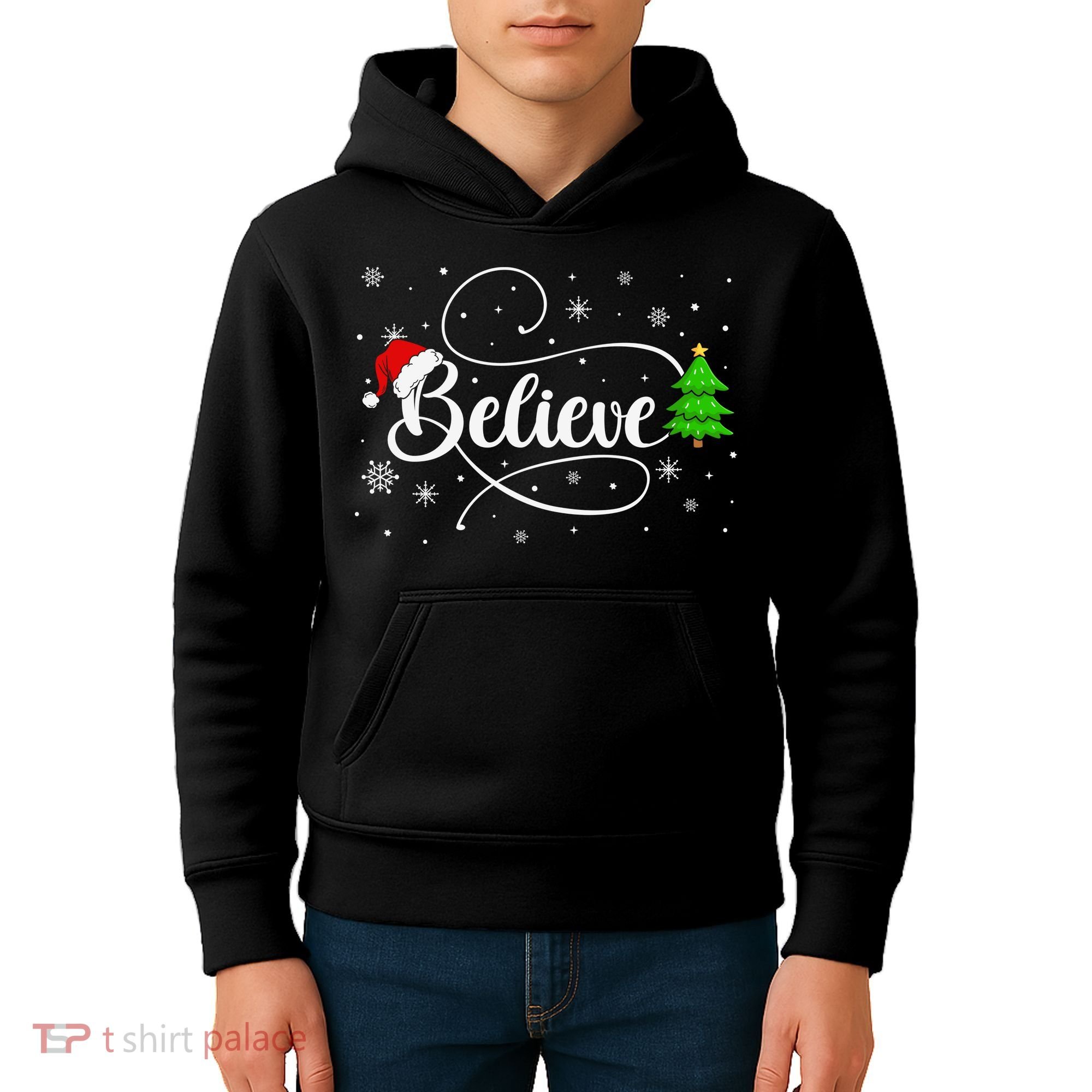 Believe Christmas Santa Holiday Kids Hoodie