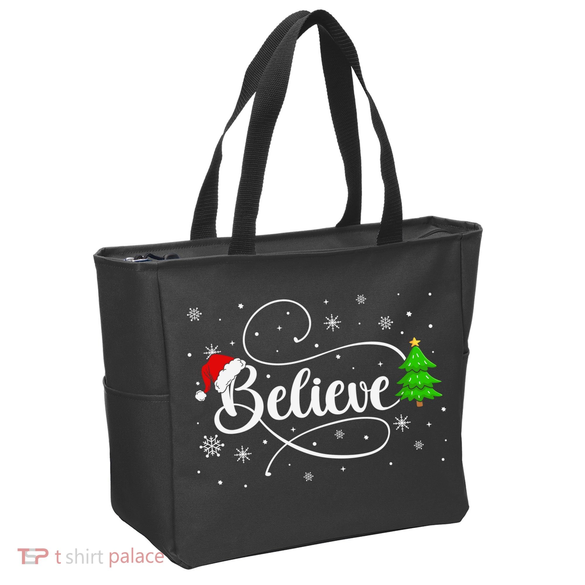 Believe Christmas Santa Holiday Tote Bag