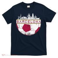 Barcelona City Skyline Soccer Sports Fans Cool T-Shirt thumb 0