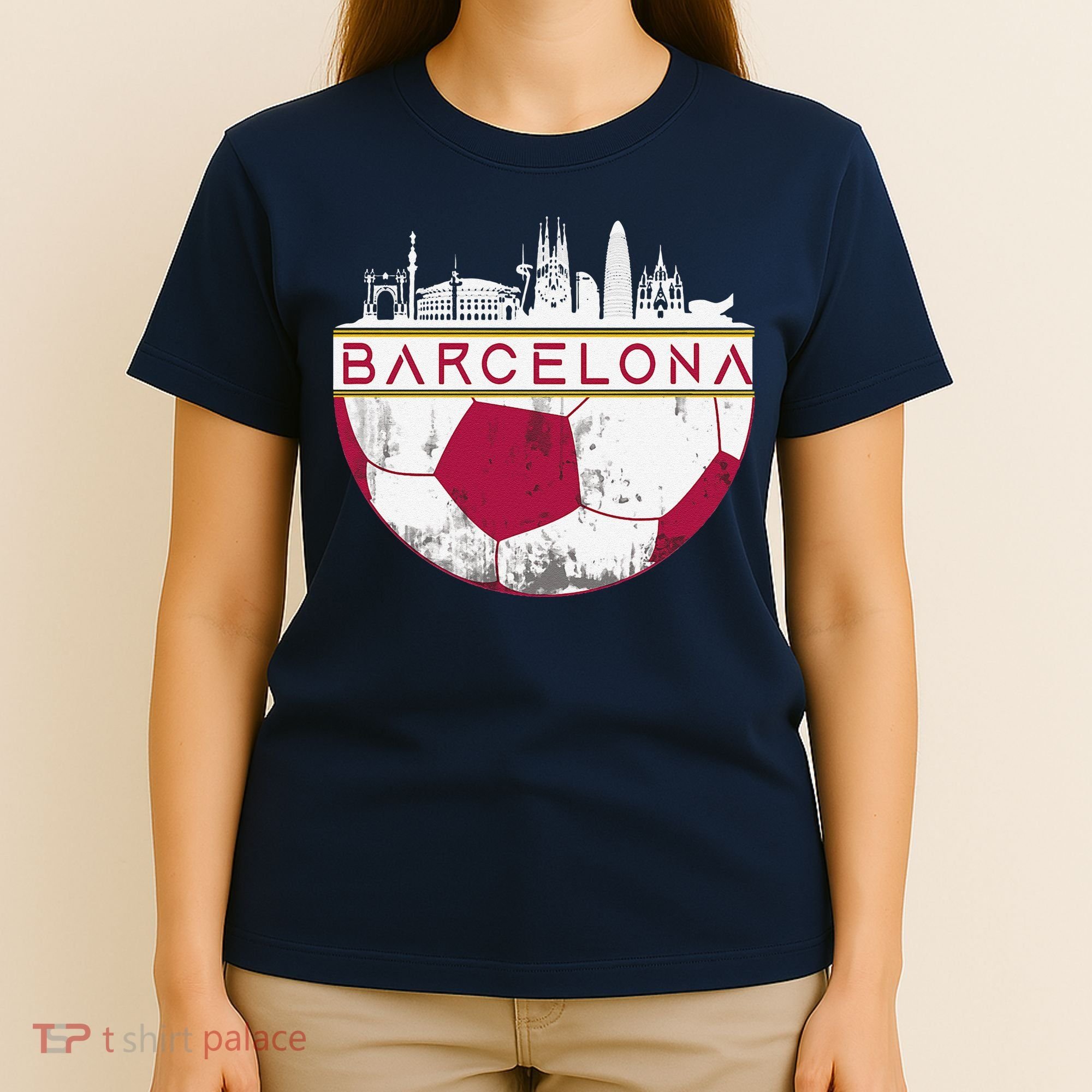Barcelona City Skyline Soccer Sports Fans Cool T-Shirt