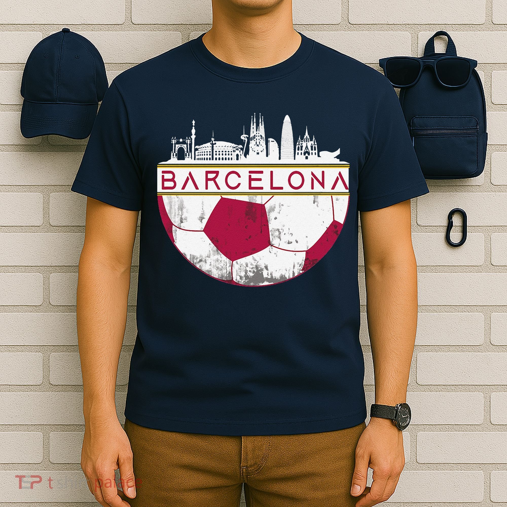Barcelona City Skyline Soccer Sports Fans Cool T-Shirt