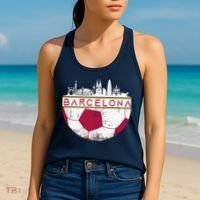 Barcelona City Skyline Soccer Sports Fans Cool Women's Tank Top thumb 2