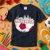 Barcelona City Skyline Soccer Sports Fans Cool Kids T-Shirt thumb 3