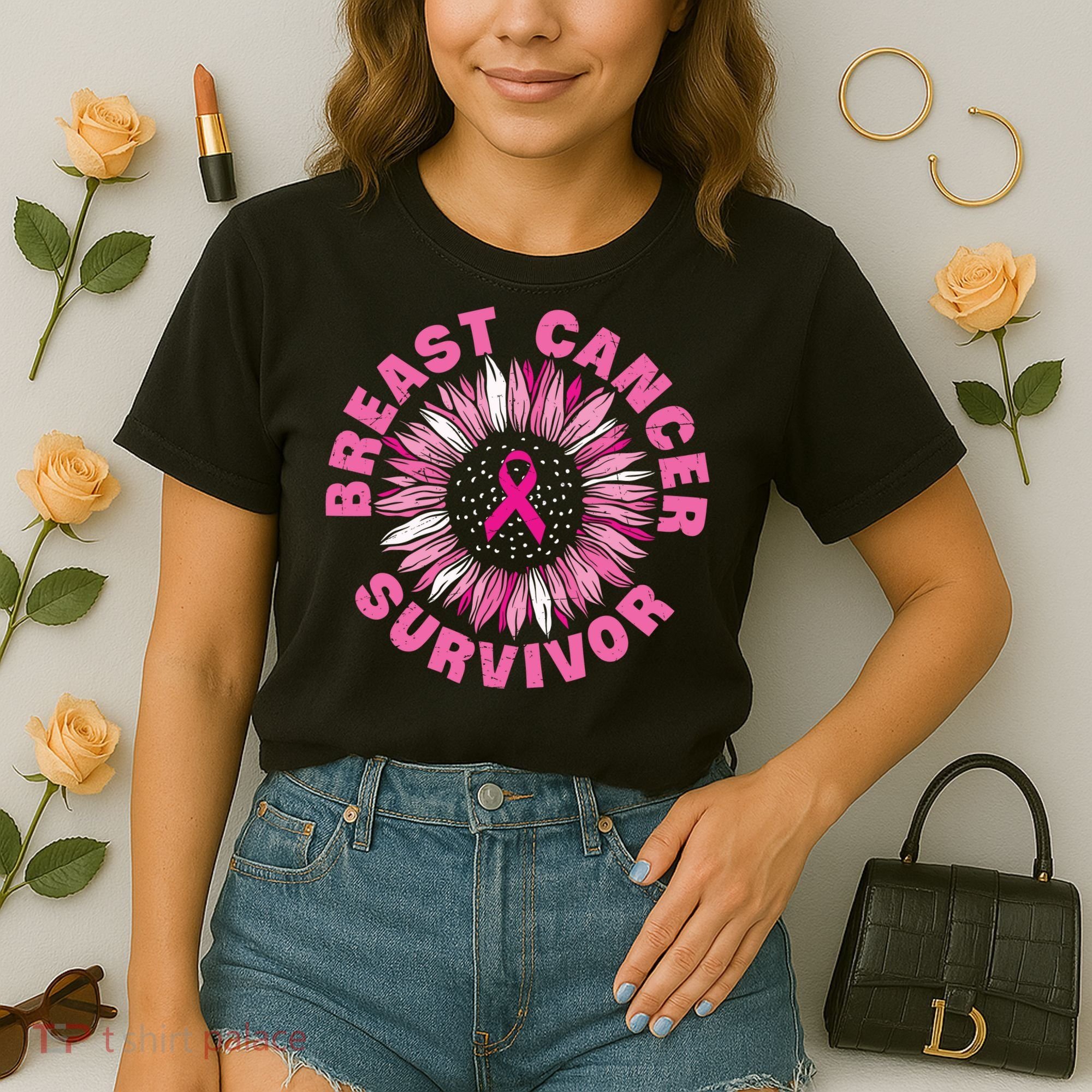 Breast Cancer Survivor Pink Ribbon Comfort Colors Boxy T-Shirt