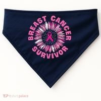 Breast Cancer Survivor Pink Ribbon USA-Made Doggie Bandana thumb 0