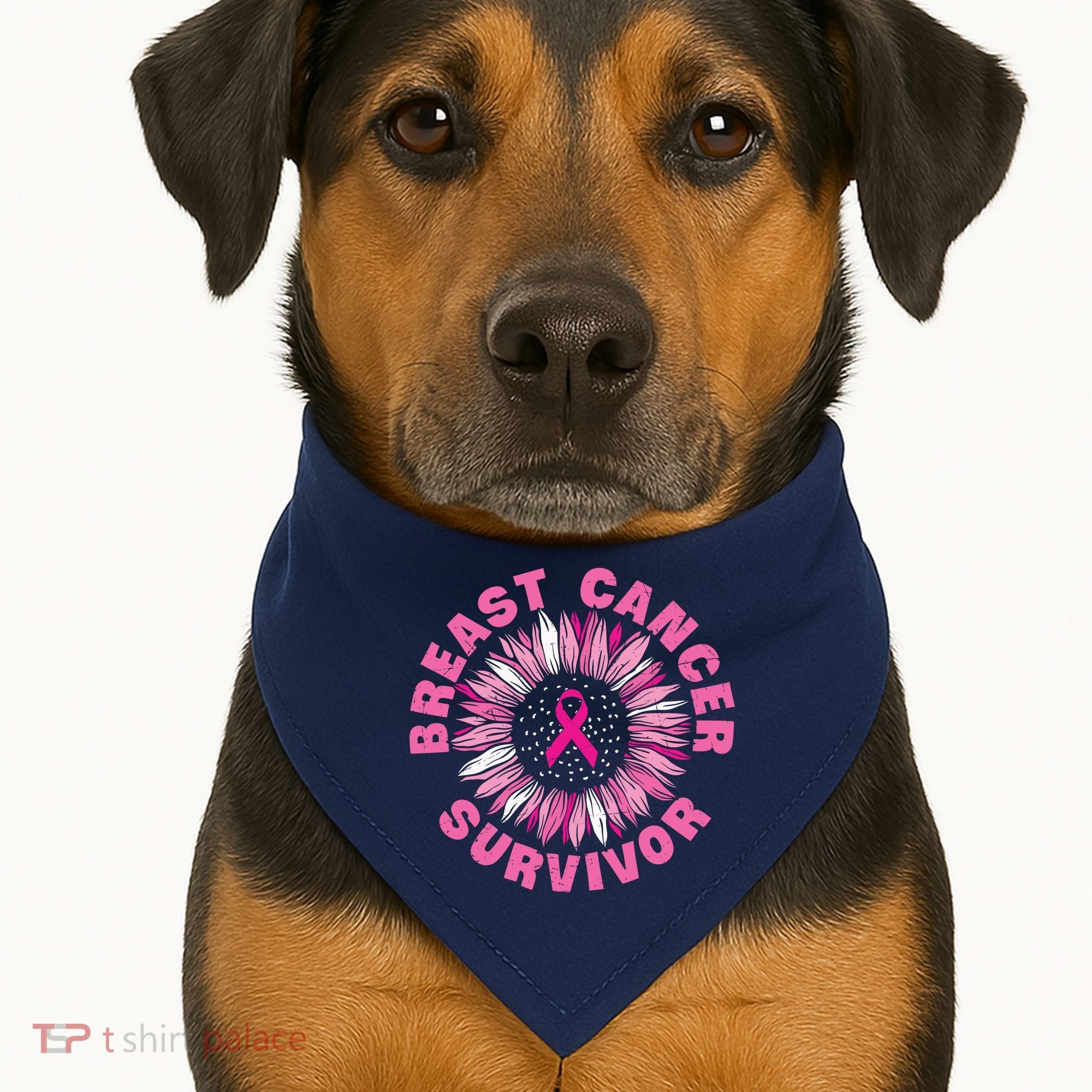 Breast Cancer Survivor Pink Ribbon USA-Made Doggie Bandana