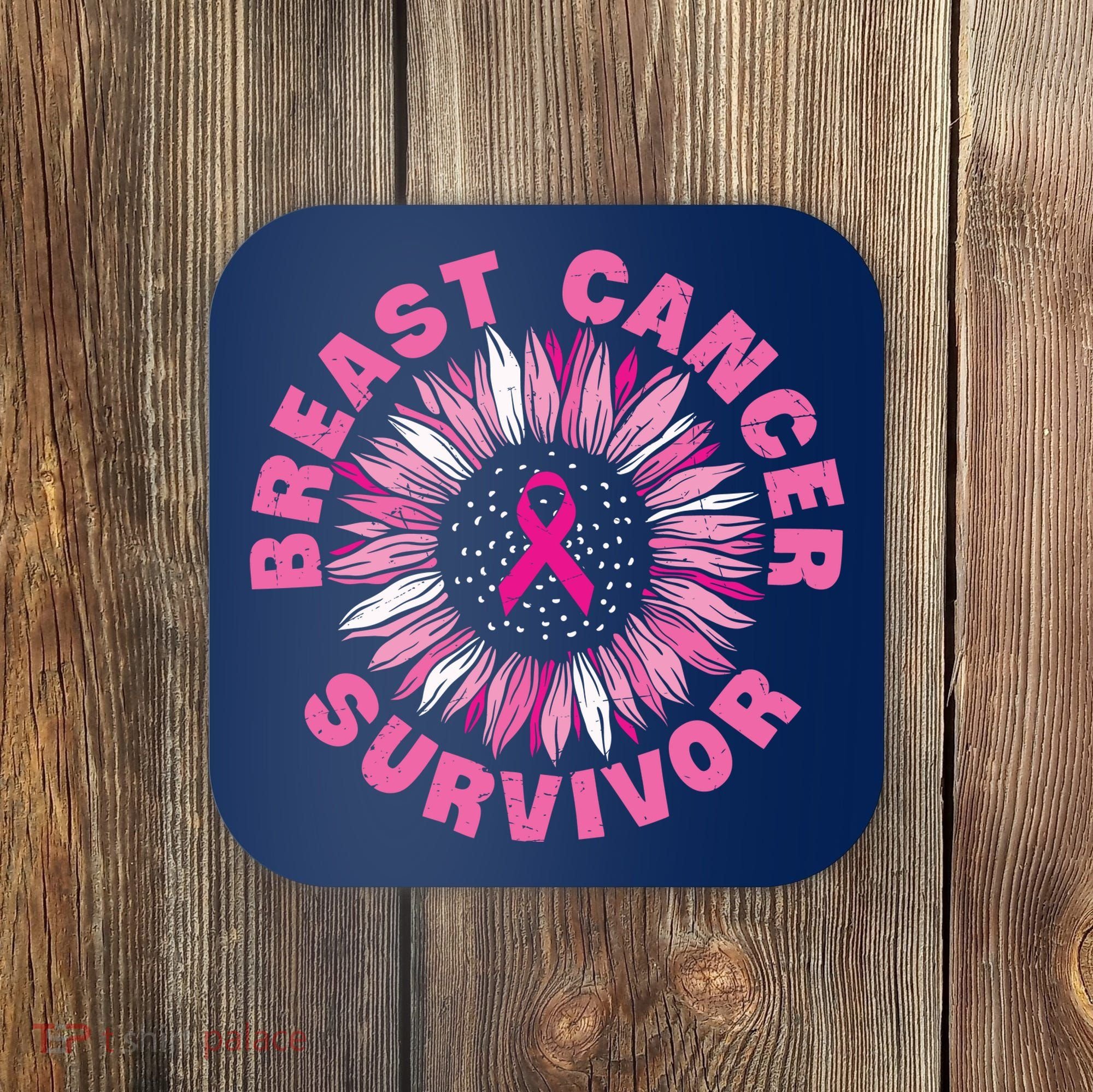 Breast Cancer Survivor Pink Ribbon Coaster