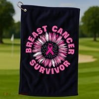 Breast Cancer Survivor Pink Ribbon Golf Towel thumb 1
