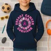 Breast Cancer Survivor Pink Ribbon Kids Hoodie thumb 2
