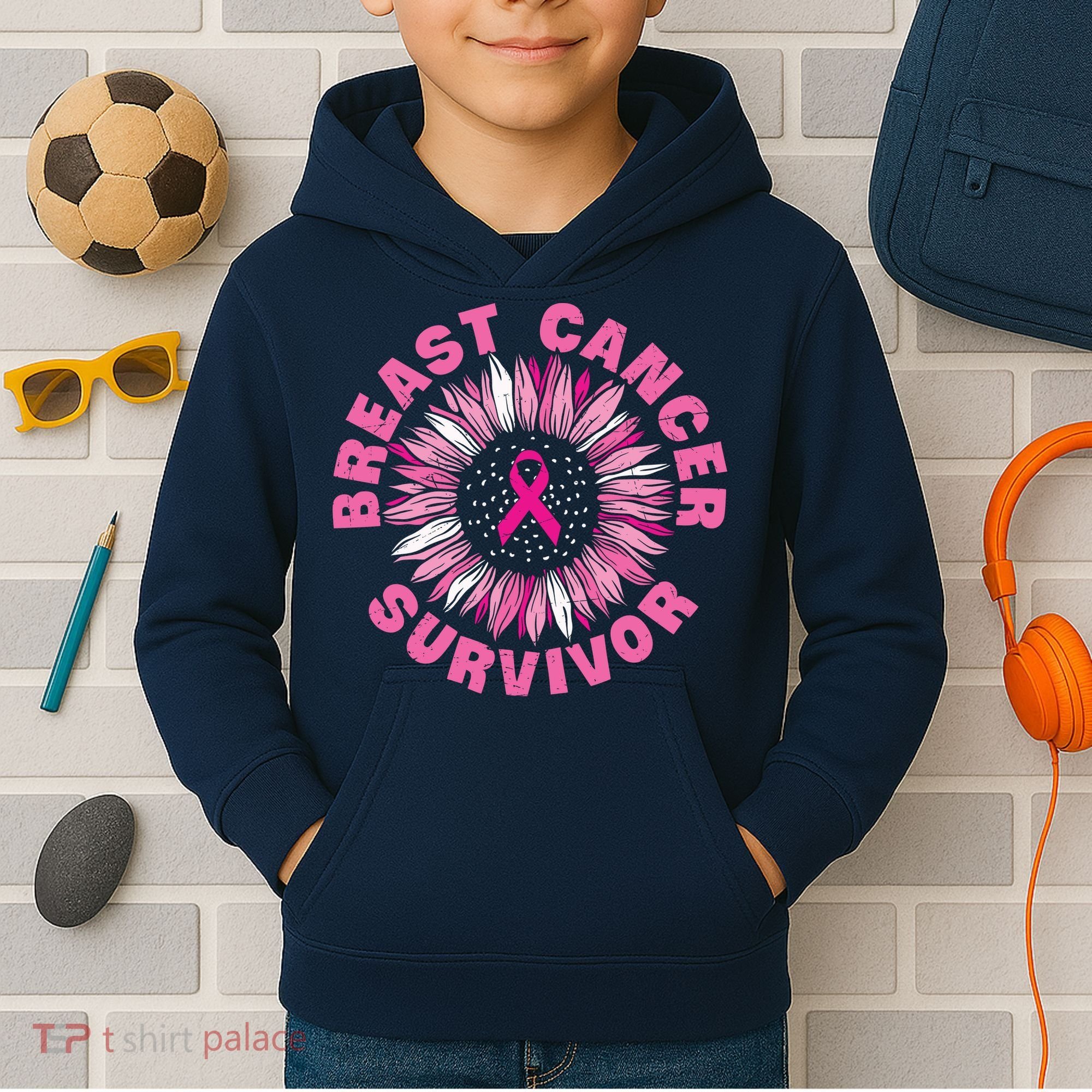 Breast Cancer Survivor Pink Ribbon Kids Hoodie