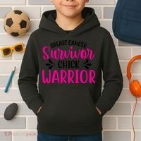 Breast Cancer Survivor Chick Warrior Kids Hoodie thumb 2