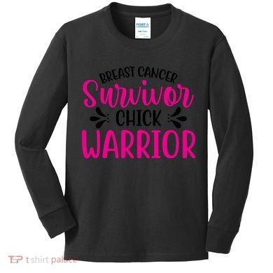 Breast Cancer Survivor Chick Warrior Kids Long Sleeve Shirt