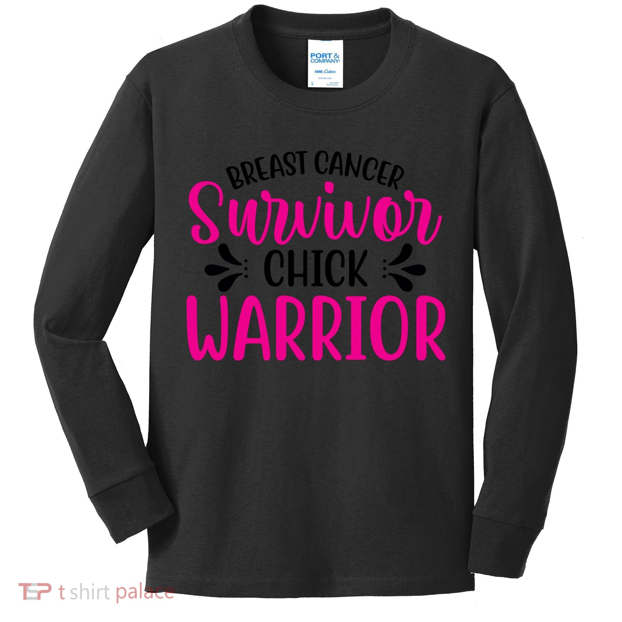 Breast Cancer Survivor Chick Warrior Kids Long Sleeve Shirt