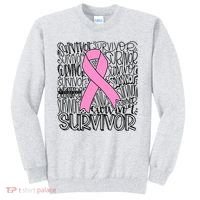 Breast Cancer Survivor Fighter Pink Ribbon Strong Sweatshirt thumb 0