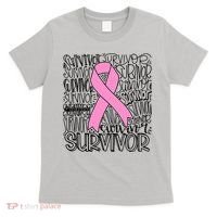 Breast Cancer Survivor Fighter Pink Ribbon Strong T-Shirt thumb 0