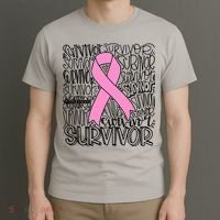 Breast Cancer Survivor Fighter Pink Ribbon Strong T-Shirt thumb 3