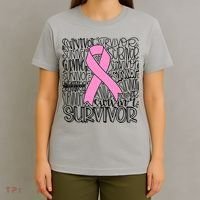 Breast Cancer Survivor Fighter Pink Ribbon Strong T-Shirt thumb 4