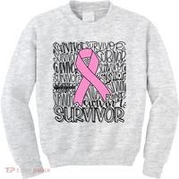 Breast Cancer Survivor Fighter Pink Ribbon Strong Kids Sweatshirt thumb 0