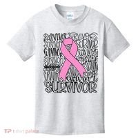 Breast Cancer Survivor Fighter Pink Ribbon Strong Kids T-Shirt thumb 0