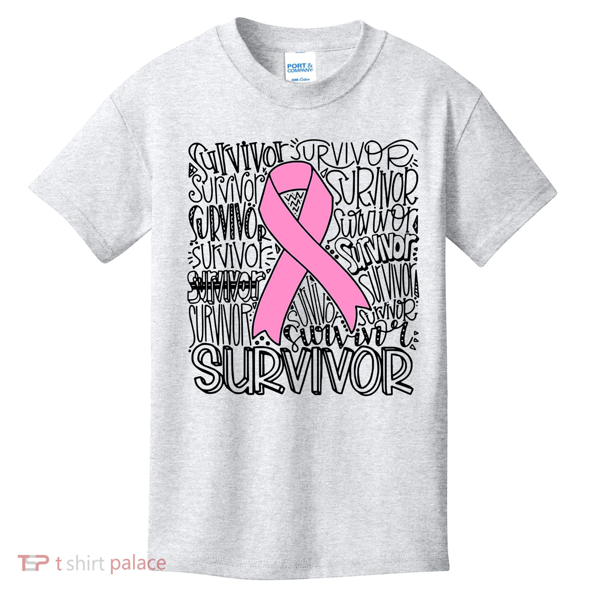 Breast Cancer Survivor Fighter Pink Ribbon Strong Kids T-Shirt