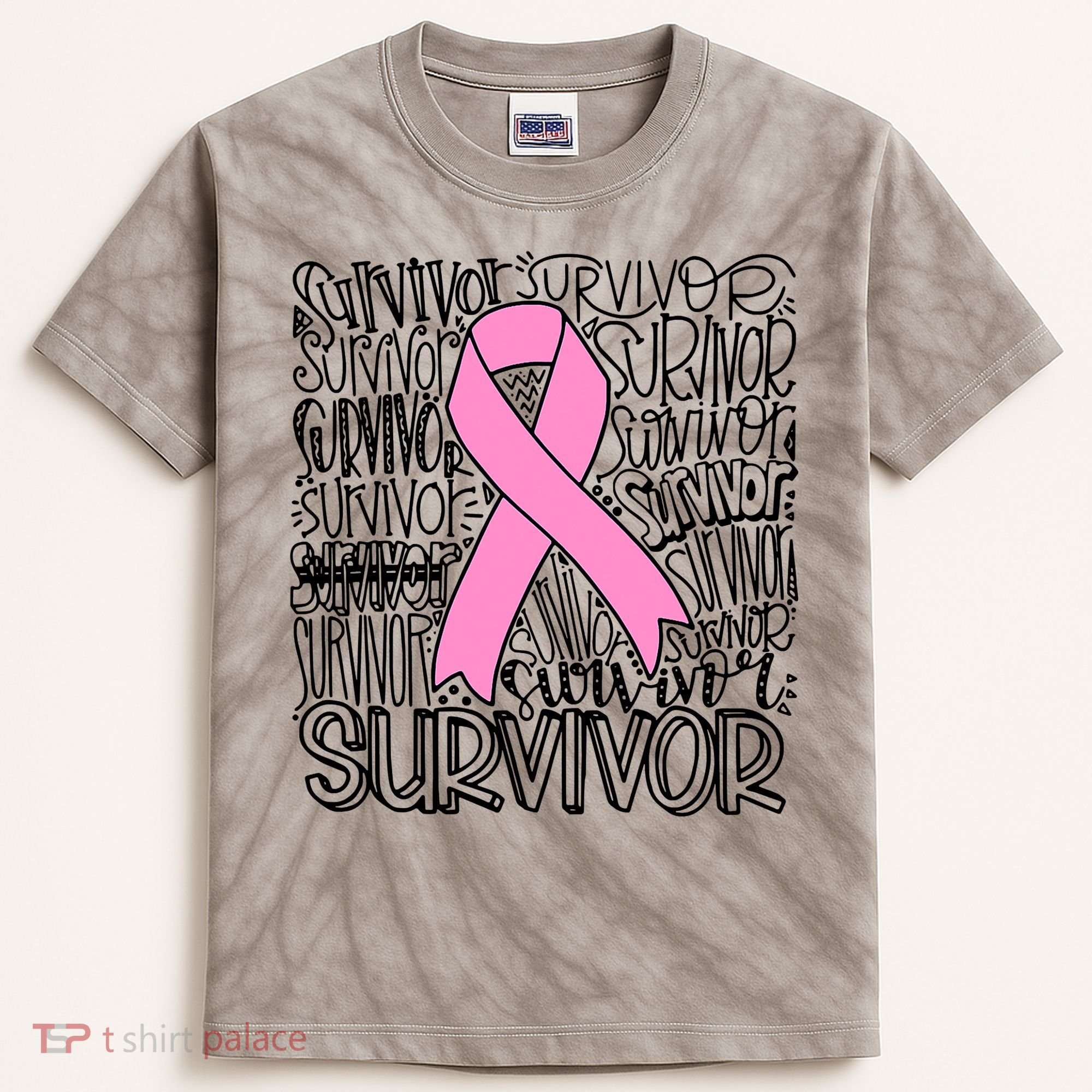 Breast Cancer Survivor Fighter Pink Ribbon Strong Kids Tie-Dye T-Shirt