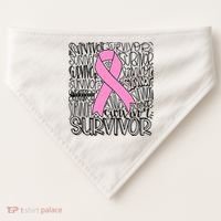 Breast Cancer Survivor Fighter Pink Ribbon Strong USA-Made Doggie Bandana thumb 0
