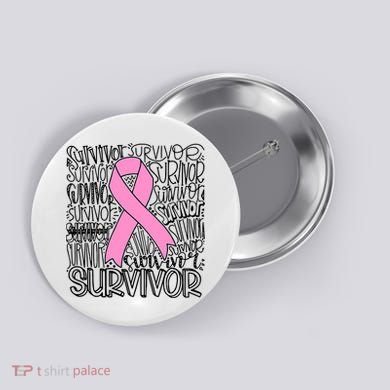 Breast Cancer Survivor Fighter Pink Ribbon Strong Button