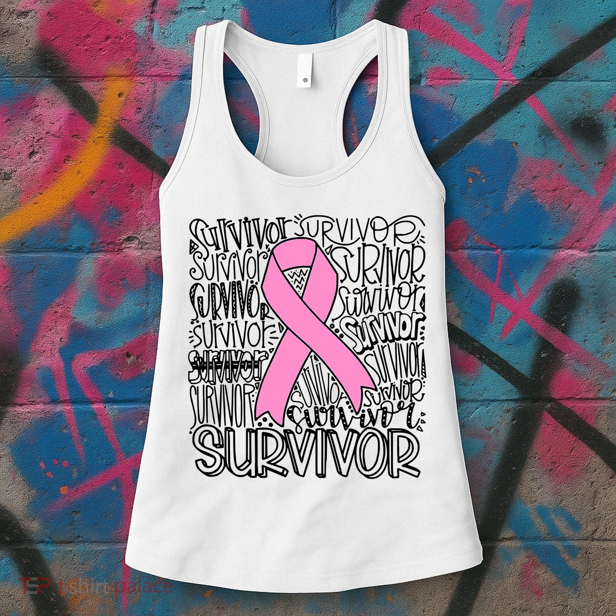 Breast Cancer Survivor Fighter Pink Ribbon Strong Women's Tank Top